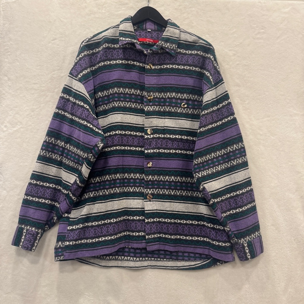 Signum Aztec Men’s Long Sleeve Shirt Loose Fit Western Tribal Pattern